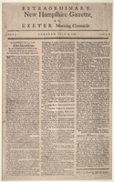 Broadside with text of the Declaration of Independence as printed by Extraordinary News Hampshire Gazette or Exeter Morning Chronicle